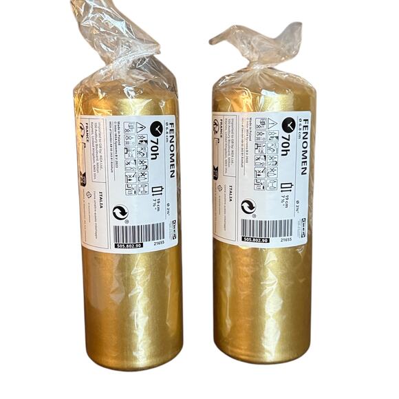 IKEA FENOMEN Unscented Gold Pillar Candle 7 1/2" (70 Hour) - Picture 2 of 2